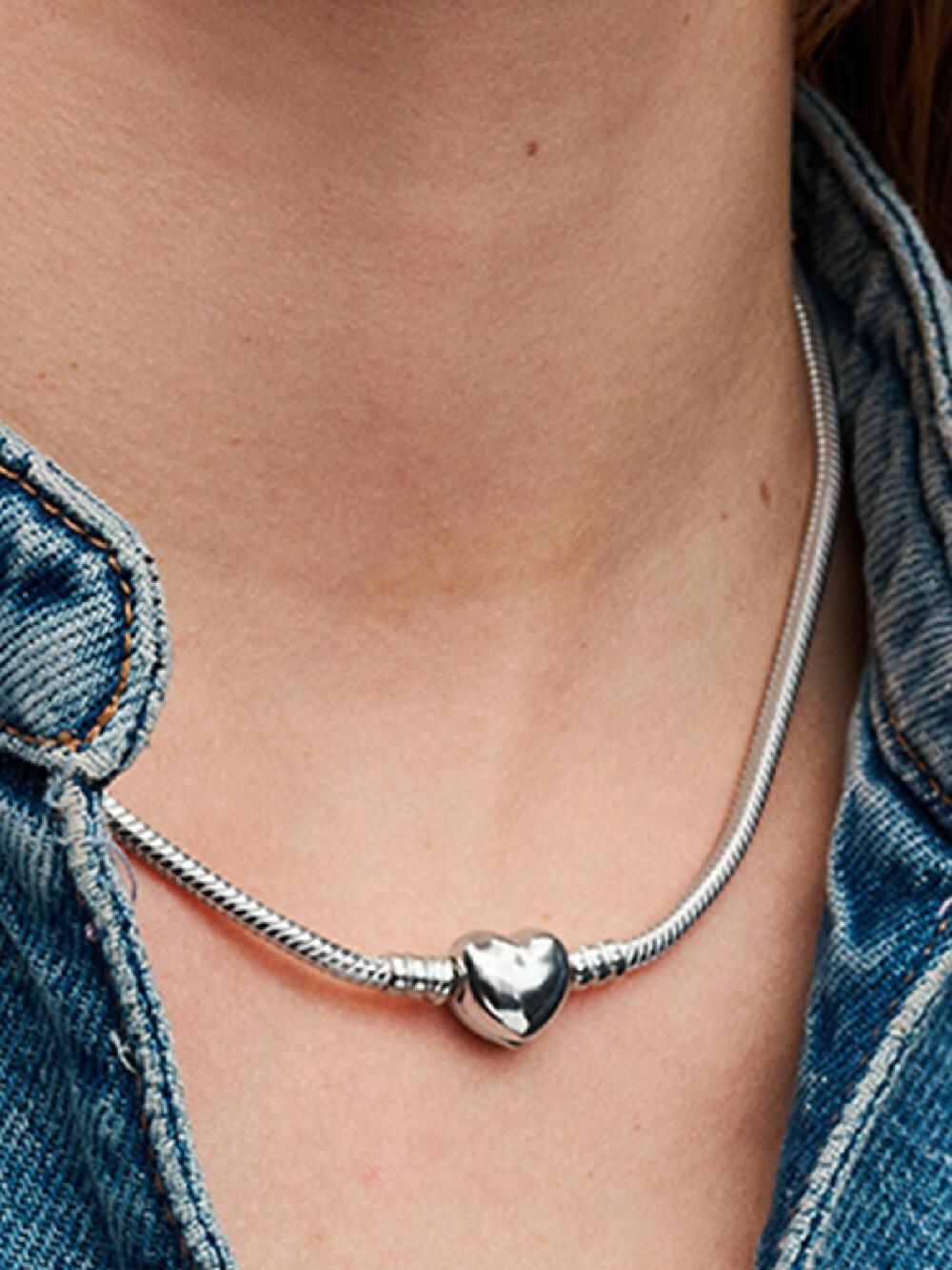 Pandora Moments Heart Clasp Snake Chain Necklace