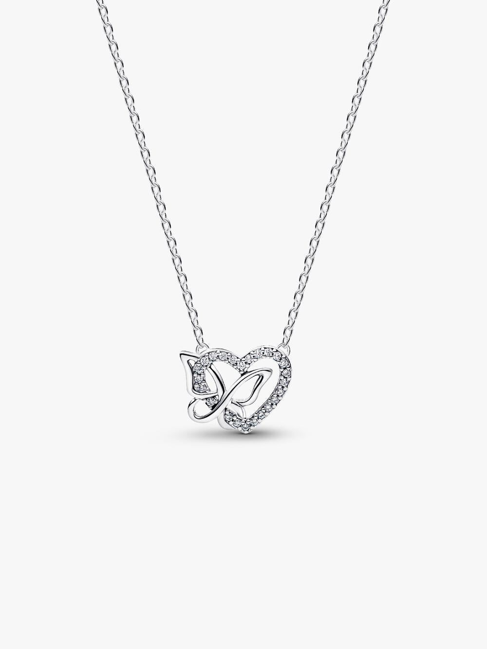 Entwined Heart & Butterfly Pendant Necklace