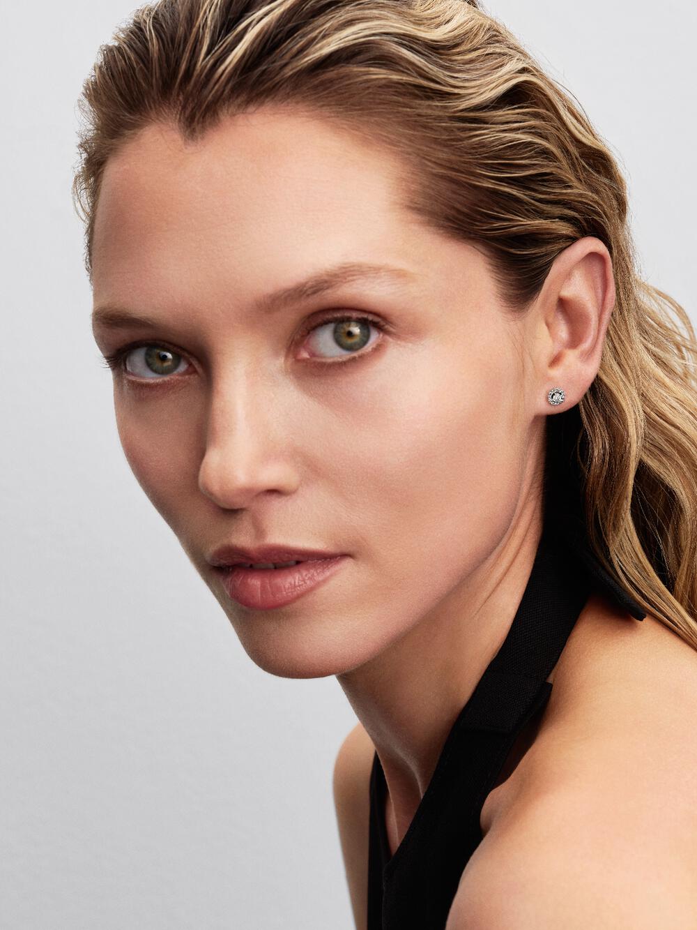 Round Pavé Halo Stud Earrings