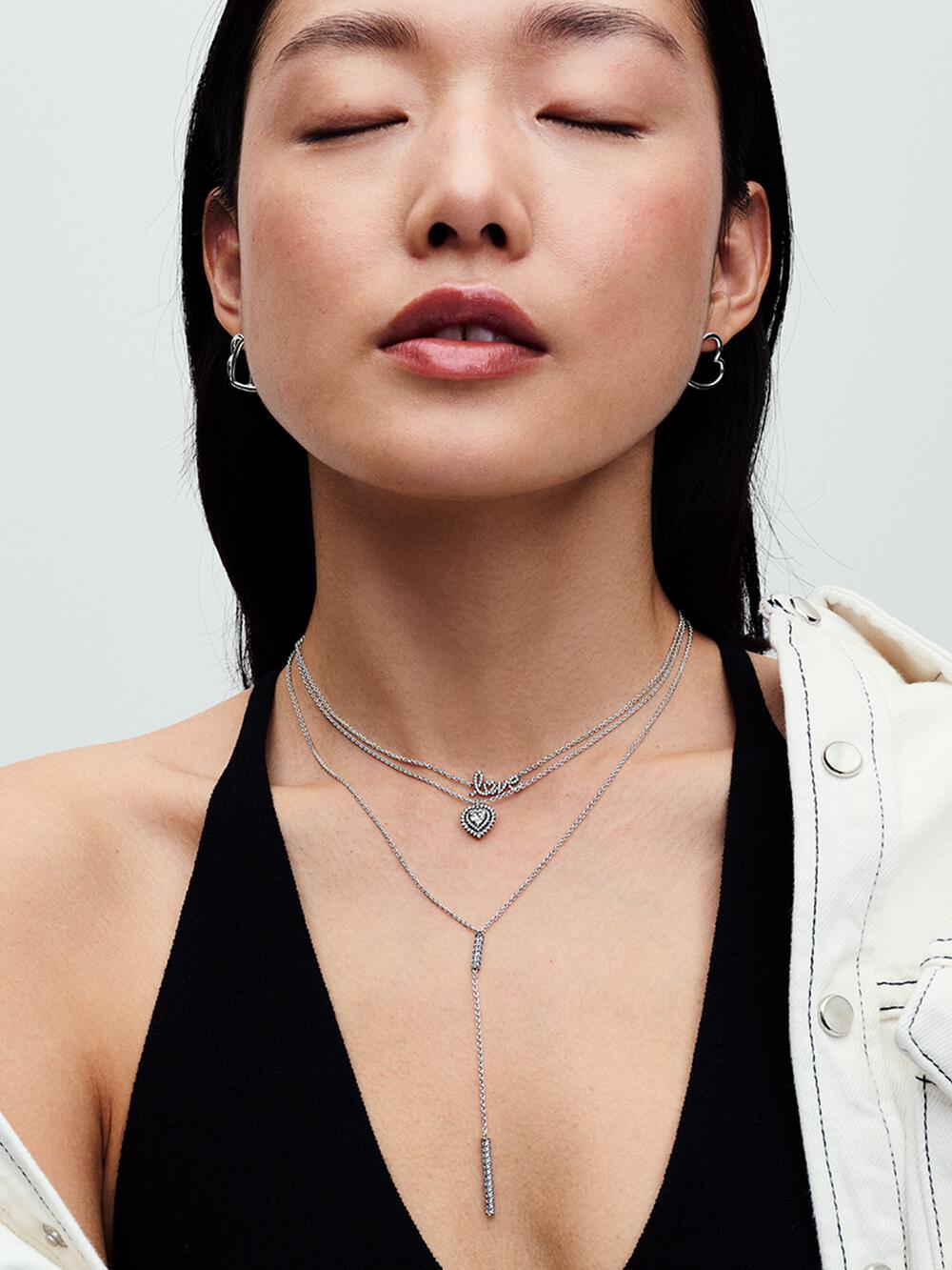 Sparkling Heart Halo Pendant Necklace