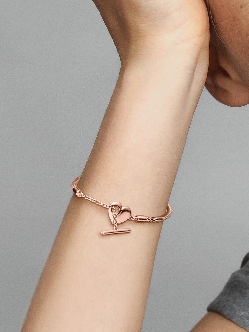 Pandora Moments Heart T-Bar Snake Chain Bracelet