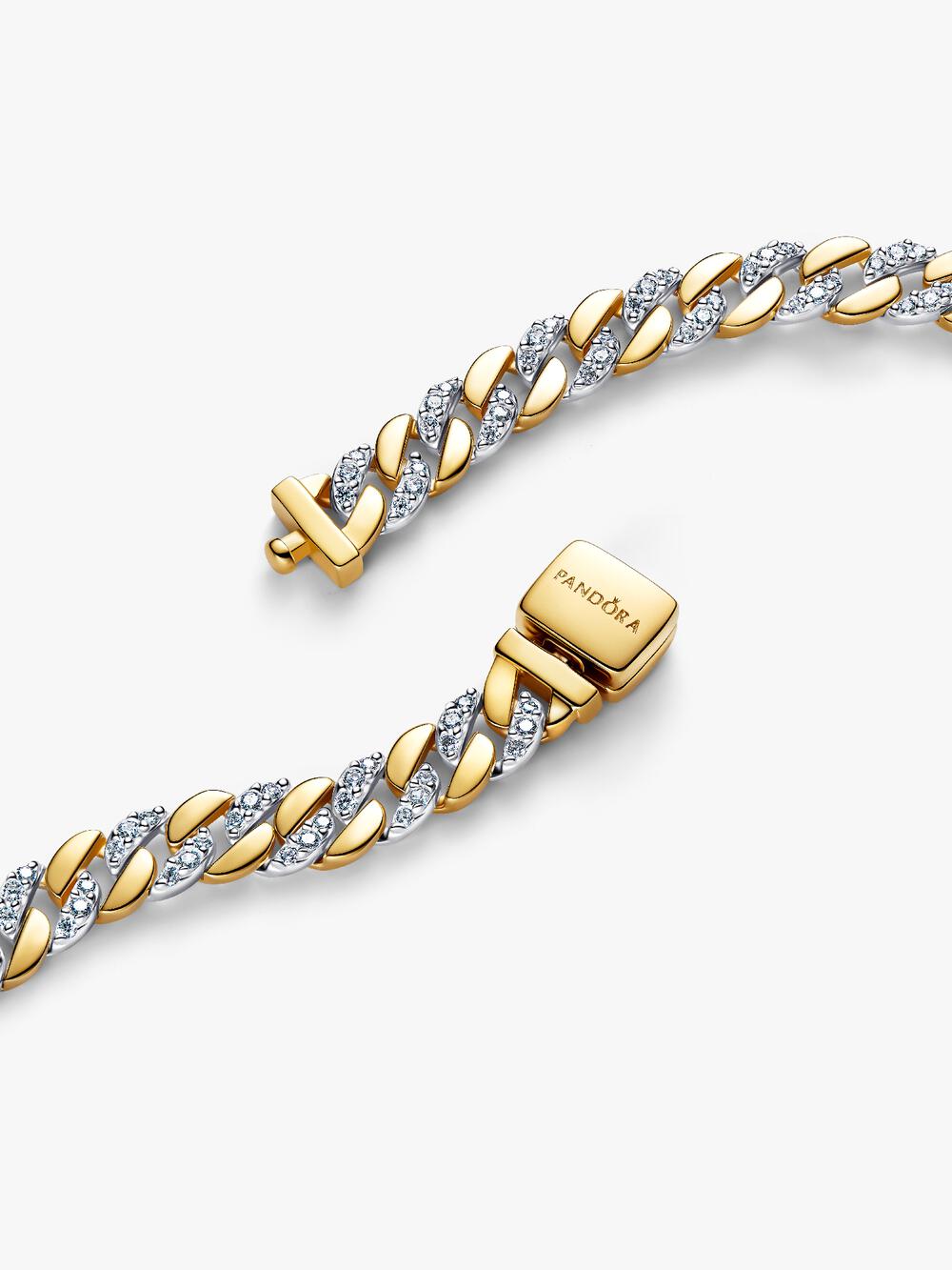 Two-tone Pavé Cuban Chain Bracelet