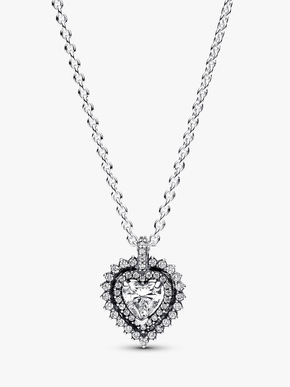 Sparkling Heart Halo Pendant Necklace