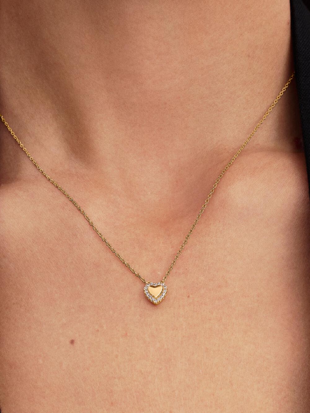 Engravable Heart Halo Collier Necklace