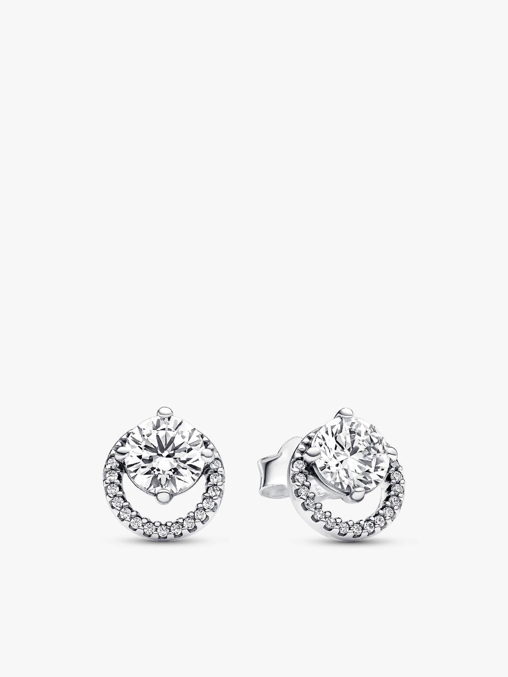 Round Pavé Halo Stud Earrings